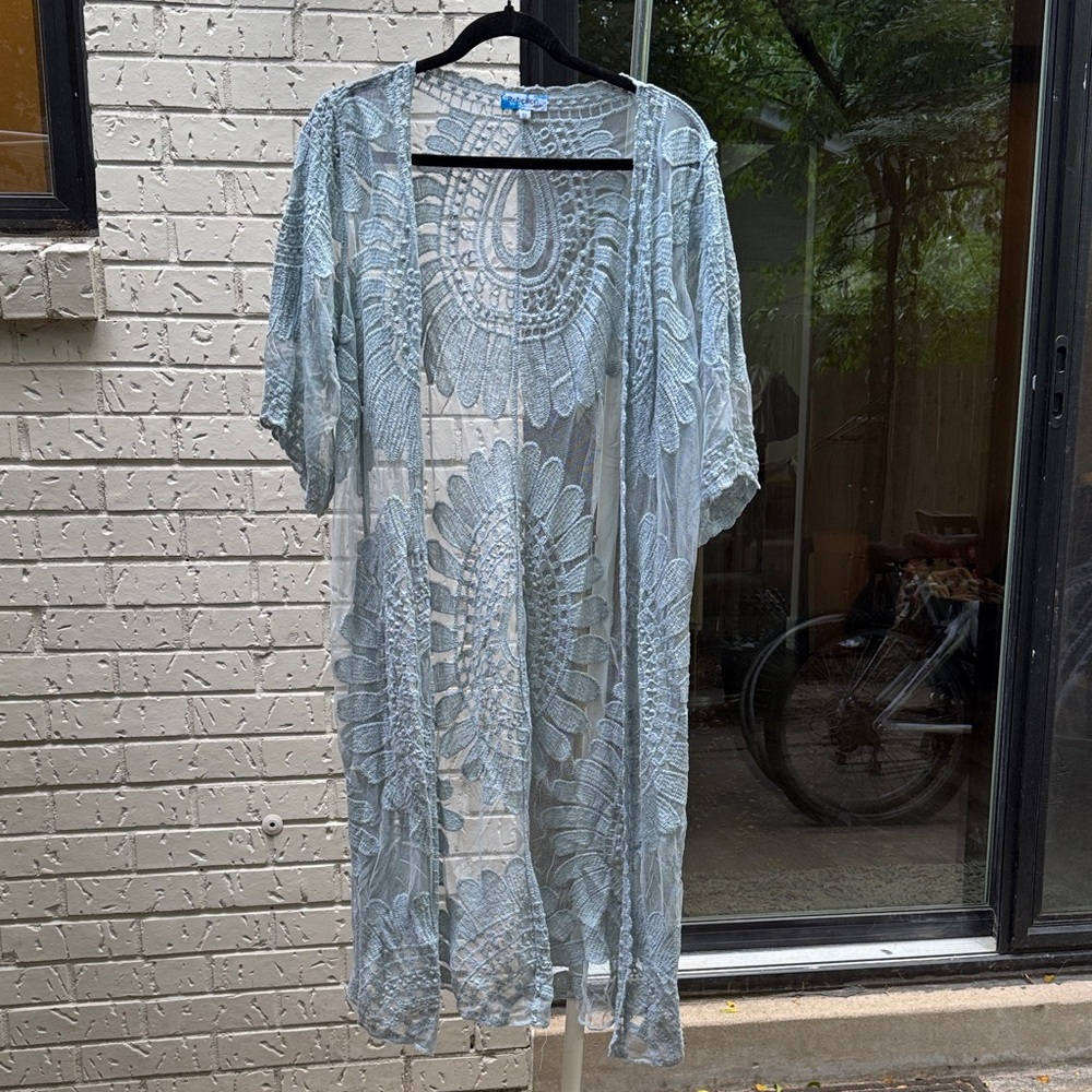 Rebellion Lace Kimono in Light Blue